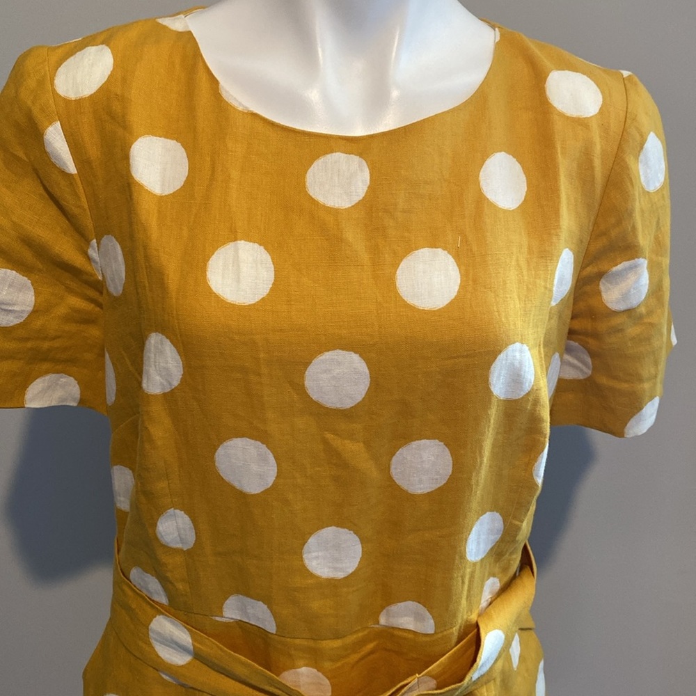 Boden Hazel Belted Linen Polka Dot Dress - Picture 6 of 8